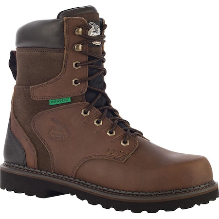 Georgia Boot Men's Waterproof Work Boot, 9.5 M, Steel Toe, 8 in H, Dark Brown, G9334 G9334